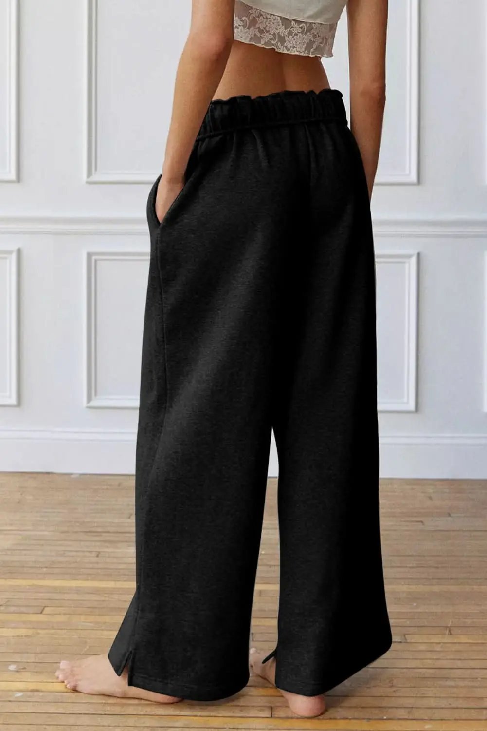 Black high-waist sweatpants for comfort - Love Salve